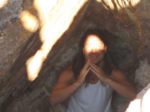 John Dumas illuminated by the triangular light